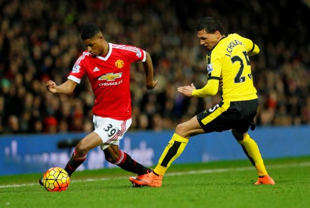 Manchester United's Marcus Rashford in action with Watford's Jose Holebas Action Images via Reuters / Jason Cairnduff Livepic